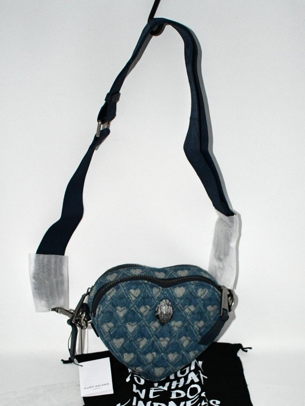 Kurt Geiger Dual Zip Kensington Heart Bag in Blue #5394685669 NWT
